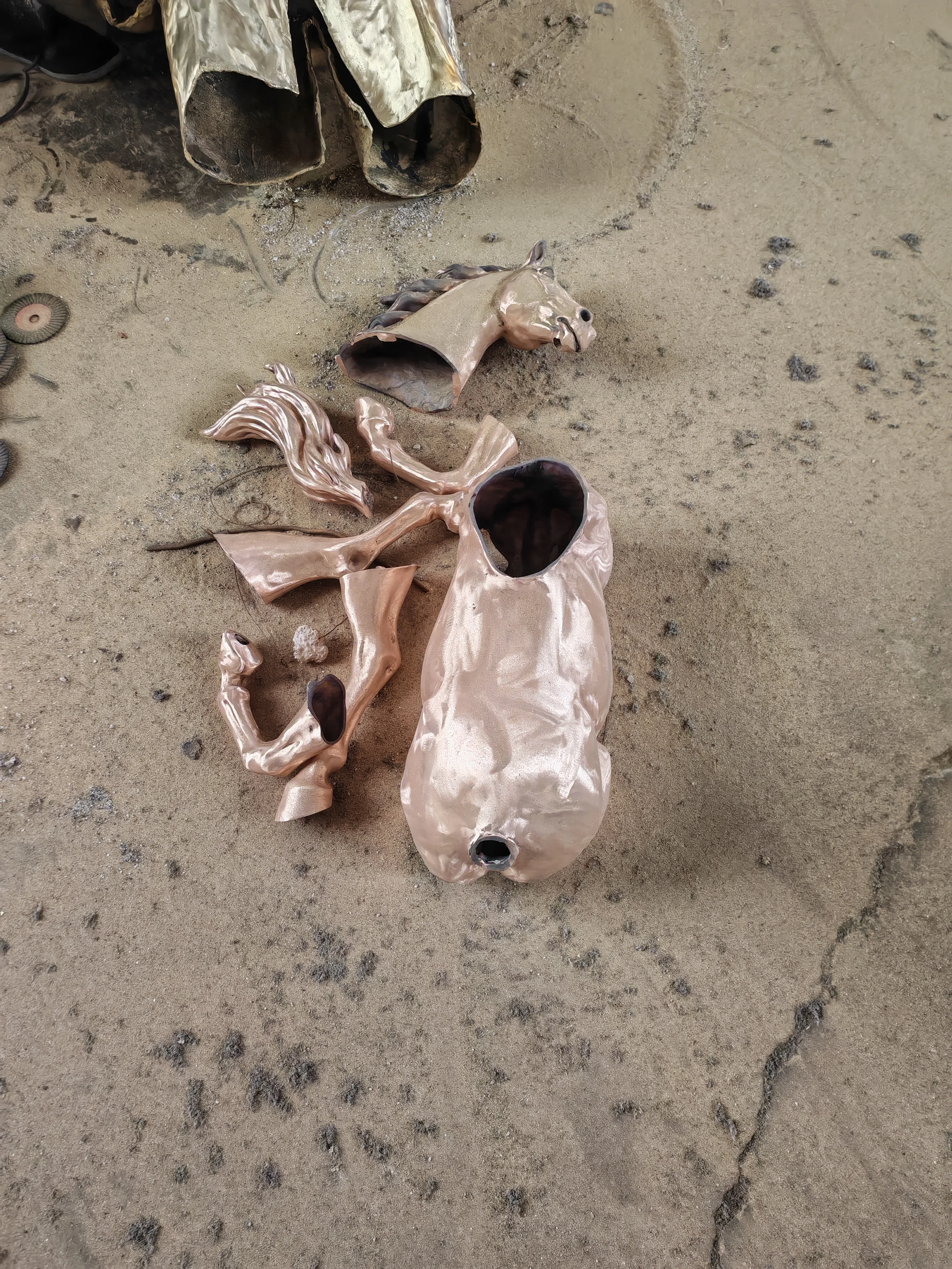 Metal horse components documented during bronze production