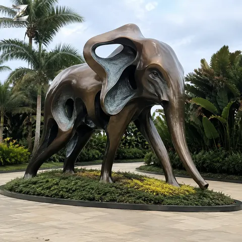 An elephant-like silhouette is simplified through large cutaway openings.