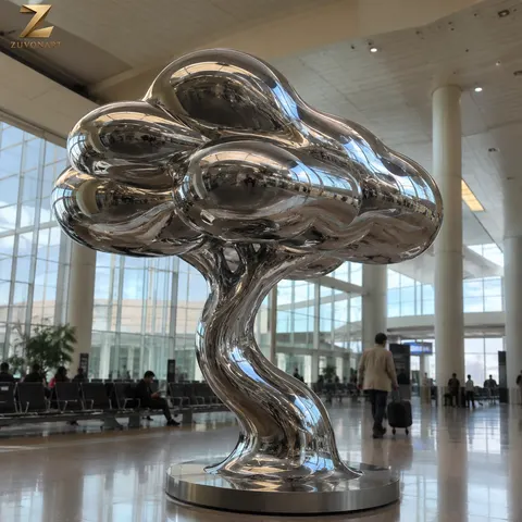A branching trunk supports a rounded canopy of reflective cloud-like volumes.