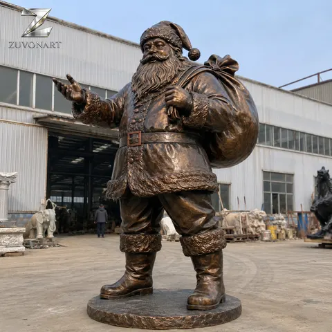 A Santa-like figure carries a gift sack in a seasonal character composition.