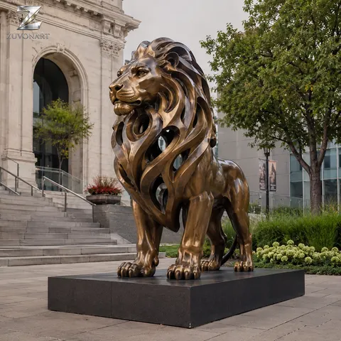 A stylized lion uses an open, sweeping mane as its strongest graphic feature.