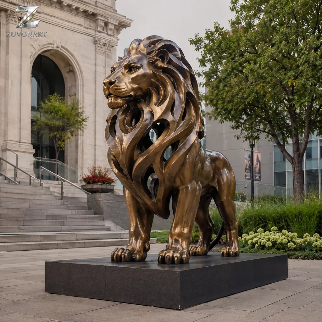 A stylized lion uses an open, sweeping mane as its strongest graphic feature.